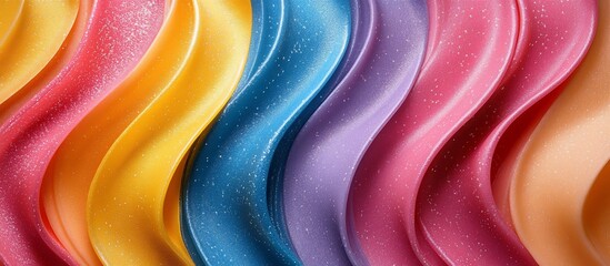 Wall Mural - colorful waves of textured fabric in vibrant hues create a dynamic and lively backdrop