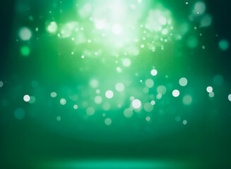 Wall Mural - a vibrant green backdrop is illuminated by soft, glowing bokeh lights, creating a dreamy and etherea