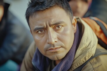 A close-up shot of someone wearing a scarf