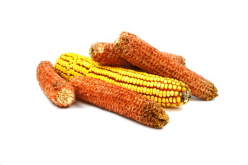 Wall Mural - Cob corn and Core of corn isolated on white background