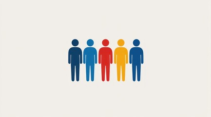 Wall Mural - vector illustration shows five abstract figures in diverse colors, representing people, ideal for co