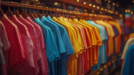 Wall Mural - Colorful polo shirts on display in a store