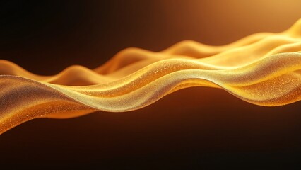 Aufkleber - A stunning wallpaper featuring elegant golden waves flowing across a deep, dark background