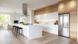 © danadesa - Modern kitchen design, open-plan living, natural light, island, hardwood floors, home interior