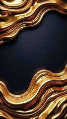 Aufkleber - A stunning wallpaper featuring elegant golden waves flowing across a deep, dark background