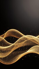 Aufkleber - A stunning wallpaper featuring elegant golden waves flowing across a deep, dark background