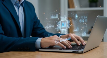 Wall Mural - harnessing ai technology professional development office environment digital content creation modern