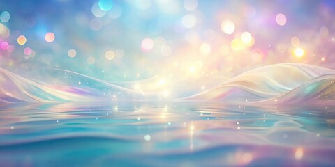 Leinwandbilder - Ethereal Dreamscape Soft Pastel Hues and Glimmering Waves Reflecting a Celestial Glow