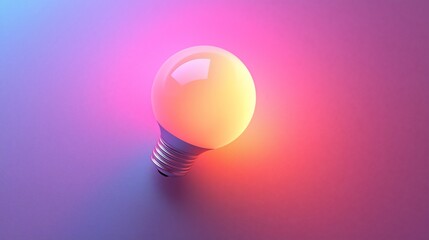 Wall Mural - colorful glowing light bulb on a smooth surface, creating a vibrant atmosphere