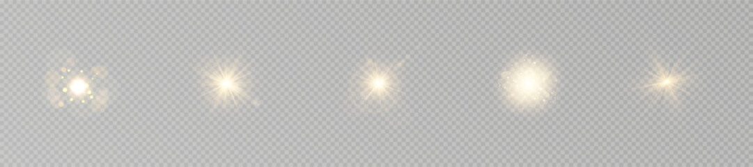 Wall Mural - golden star-sun light with glowing rays and radiant flashes. a high-quality vector illustration feat