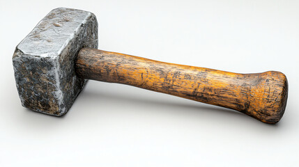 Wall Mural - Hammer with wooden handle and sledgehammer on a white background for realistic photography