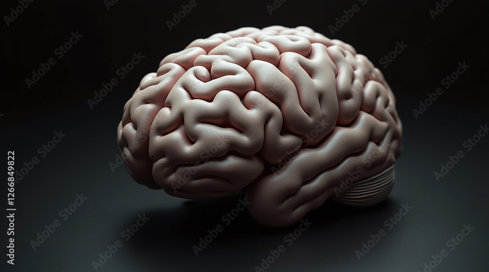 Human Brain Model on Dark Black Clean Background, Alzheimer's disease ...