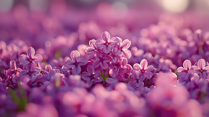 Canvas Print - Sunset Lilac Bloom Field, Spring, Garden, Soft Focus, Floral Background, Nature Wallpaper