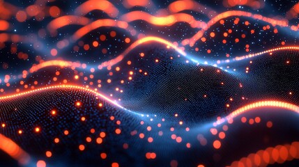 Wall Mural - vibrant abstract waves of light and color creating a dynamic digital landscape