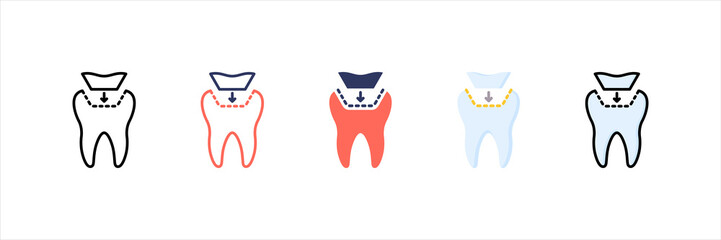 Canvas Print - Tooth Filling Multistyle Icon Set