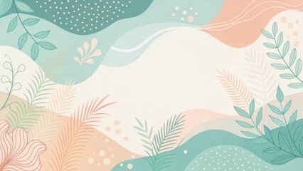 Aufkleber - Serene Botanical Abstract Background with Pastel Hues and Organic Shapes for Design Projects