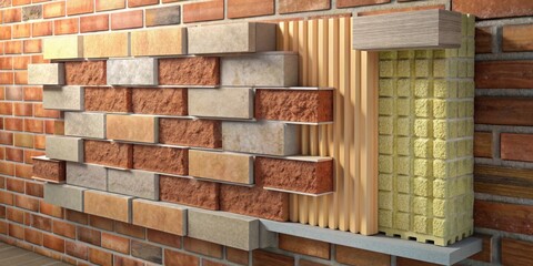 Poster - Brick Veneer Wall Construction Detail  Insulation, Facing, and Brickwork Elements Illustrated