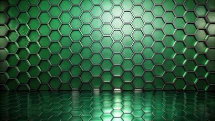 Leinwandbilder - Abstract Green Hexagonal Pattern Wall and Floor Background