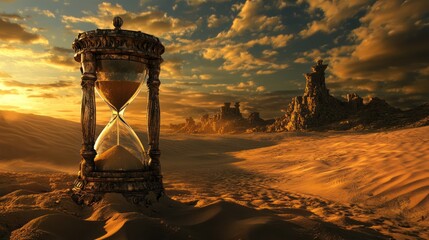 Wall Mural - Hourglass sunset desert landscape; time, ephemerality