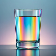 A glass filled with a vibrant, iridescent liquid. The colors shift and shimmer creating a hypnotic visual effect.  