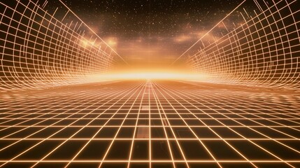 Wall Mural - a bright orange background with a dark sky and stars