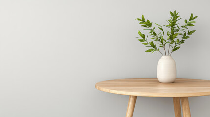 Wall Mural - clean dining table with single vase holding fresh greenery