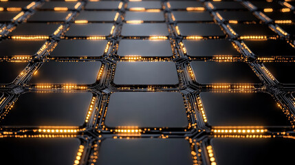 Wall Mural - futuristic grid of illuminated circuits showcasing technology and innovation