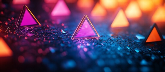 Wall Mural - vibrant geometric shapes illuminated in a colorful abstract setting with reflections