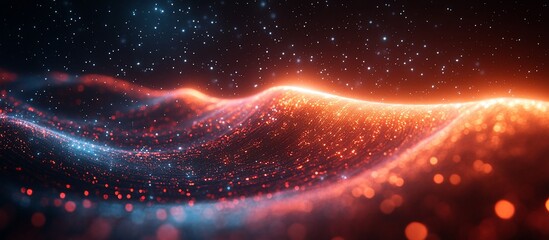 Wall Mural - abstract waves of light and color create a mesmerizing digital landscape at night