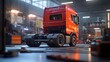 © jam - Red truck in a repair garage