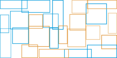 Wall Mural - Simple Overlapping Rectangular Frames of Various Sizes, Colored in Shades of Brown and Blue - Geometric Shapes Pattern, Texture on Wide Scale White Background - Design Template in Editable Vector