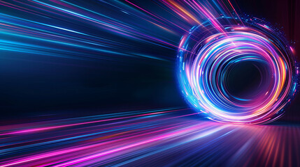 Wall Mural - abstract neon portal: a captivating abstract composition features a vibrant neon portal, rendered wi