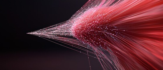 Abstract Red Fiber Optic Network Explosion