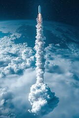 Wall Mural - rocket launch ascending through earth's atmosphere