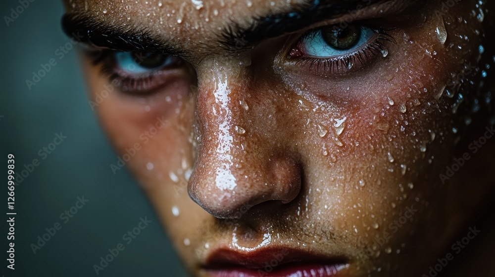 Strength Dripping Sweat dripping from determined athlete gym close-up photography intense ...