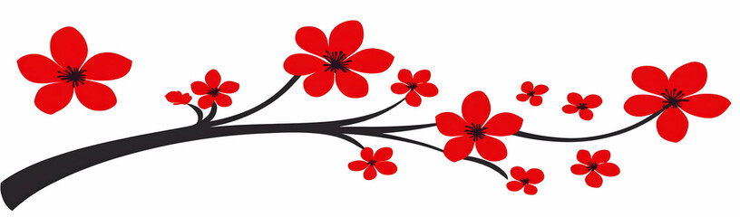 Wall Mural - Red flowers branch design, nature, spring