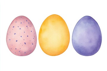 Wall Mural - Colorful watercolor decorative Easter eggs in pastel shades for joyful celebrations and springtime decor, perfect for seasonal artwork and children s themes