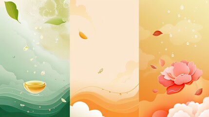 Wall Mural - a light yellow and green gradient background with oil drop elements on the left side of the picture