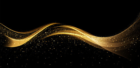 Aufkleber - Abstract shiny color Gold wave design element