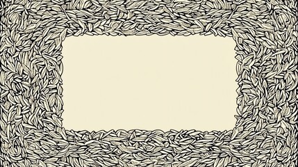 Wall Mural - Intricate hand drawn border frames creamy background elegantly. AI Generated