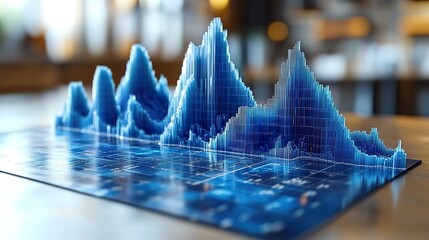 Wall Mural - Financial Growth: Abstract 3D Glass Graph
