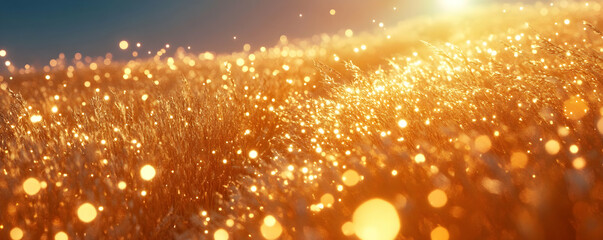 Poster - Golden field sunset bokeh background