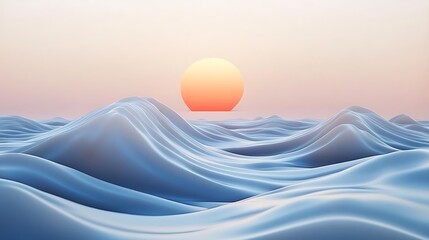 Wall Mural - Abstract Seascape with a Setting Sun