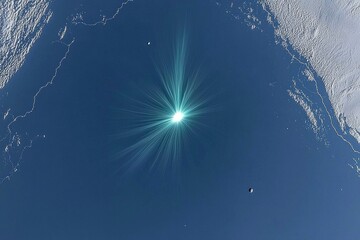Wall Mural - celestial burst over earth sun's rays illuminating the planet from space