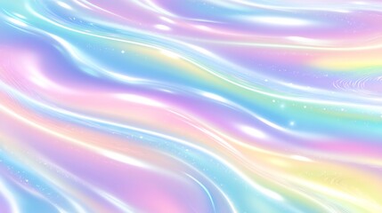 Wall Mural - Pastel iridescent waves shimmer softly background. AI Generated