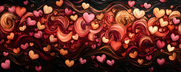 Wall Mural - Abstract heart swirls, romantic, love