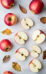 Wall Mural - Autumn Apples Sliced on Tabletop