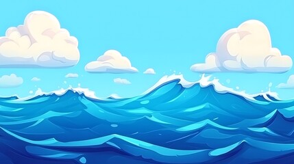 Wall Mural - Ocean Waves Rolling Under a Summer Sky