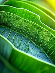 Sticker - Lush Green Leaf Texture Closeup Macro - • Macro photography