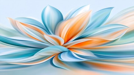 Wall Mural - Serene blue orange abstract flower soft light. AI Generated